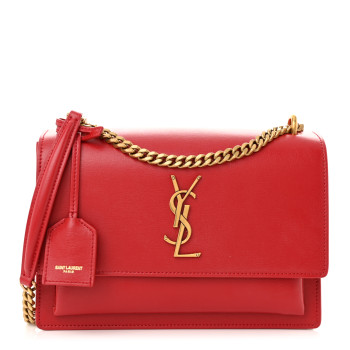 SAINT LAURENT Calfskin Medium Monogram Sunset Rouge Eros