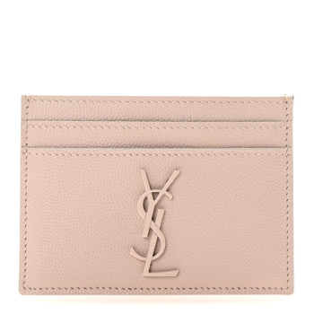 SAINT LAURENT Grain De Poudre Monogram Credit Card Case Rose