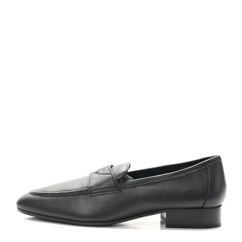 CHANEL Lambskin Mens Stitched CC Loafers 42 Black
