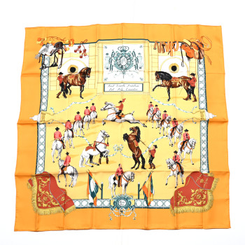 HERMES Silk Real Escuela Andaluza Del Arte Ecuestre Scarf 90
