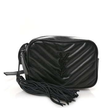 SAINT LAURENT Calfskin Matelasse Monogram Lou Belt Bag Black