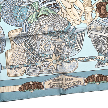 HERMES Silk Armets Panache Scarf 90