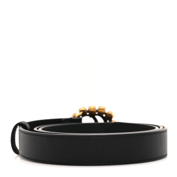 GUCCI Calfskin Crystal Double G 30mm Belt 95 38 Black