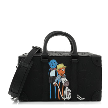LOUIS VUITTON Taurillon Monogram Cartoon LV Friends Speedy Soft Trunk Black