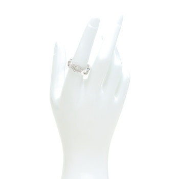 CARTIER 18K White Gold Diamond Hearts and Symbols Ring 56 7.5