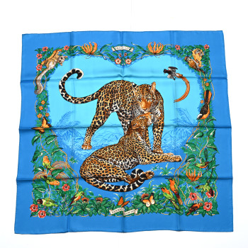 HERMES Silk Jungle Love Scarf 90
