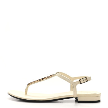 GUCCI Patent Signoria Thong Sandals 39 Ivory