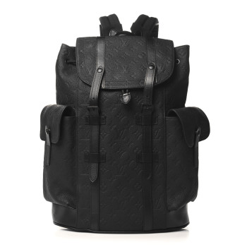 LOUIS VUITTON Taurillon Monogram Christopher MM Backpack Black