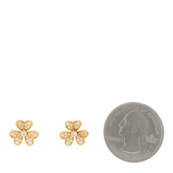 VAN CLEEF & ARPELS 18K Yellow Gold Diamond Mini Frivole Pave Earrings