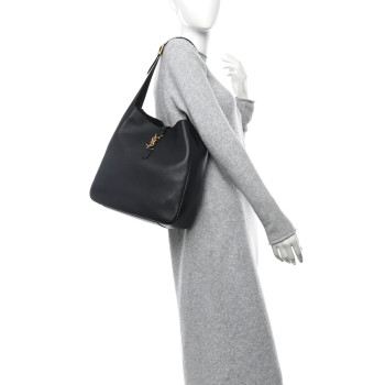SAINT LAURENT Smooth Calfskin Large Le 5 A 7 Soft Hobo Black