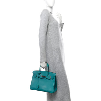 HERMES Epsom Birkin 30 Bleu Paon