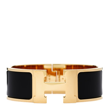 HERMES Enamel Wide Clic Clac H Bracelet PM Black