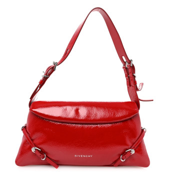 GIVENCHY Patent Calfskin Small P'tit Voyou Shoulder Bag Vermillon