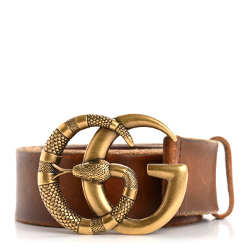 GUCCI Faded Calfskin Snake Double G 40mm Belt 105 42 Cuir