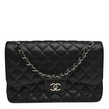 CHANEL Caviar Quilted Jumbo Double Flap Black