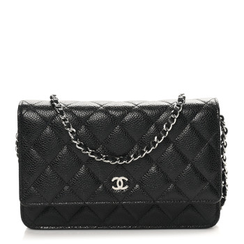CHANEL Caviar Quilted Wallet on Chain WOC Black
