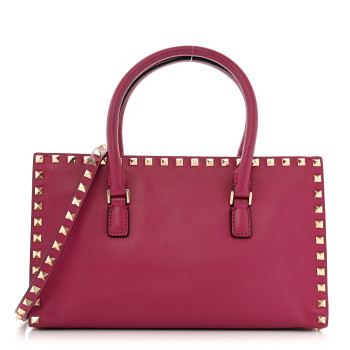 VALENTINO GARAVANI Vitello Rockstud Tote Deep Cyclamin