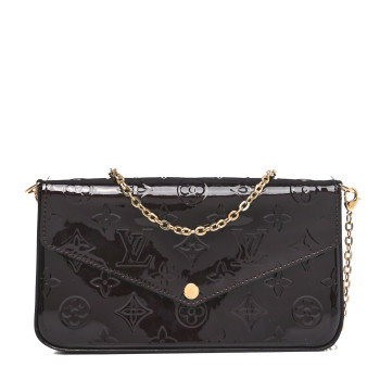 LOUIS VUITTON Vernis Pochette Felicie Chain Wallet Amarante