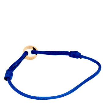 CARTIER 18K Pink Gold Charity LOVE Adjustable Cord Bracelet Blue
