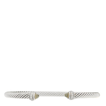 DAVID YURMAN Sterling Silver Diamond Prasiolite 4mm Cable Classics Bracelet