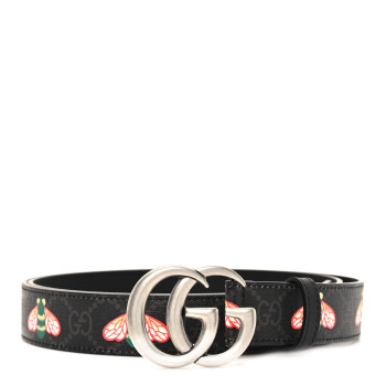 GUCCI GG Supreme Monogram Bee Multicolor Appia Calfskin 30mm Belt 110 44 Black