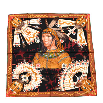 HERMES Silk Wako Ni Scarf 90