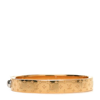LOUIS VUITTON Brass Monogram Nanogram Cuff S Gold
