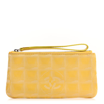 CHANEL Nylon Travel Ligne Zip Wristlet Yellow