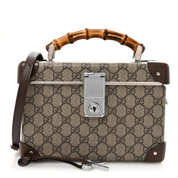 GUCCI GG Supreme Monogram Globe-Trotter Beauty Case Brown
