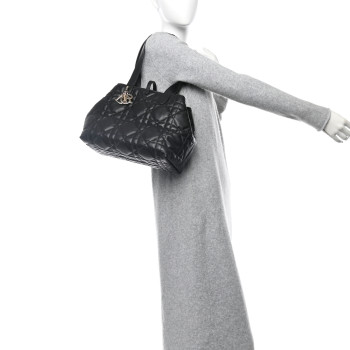 CHRISTIAN DIOR Calfskin Macrocannage Medium Toujours Black