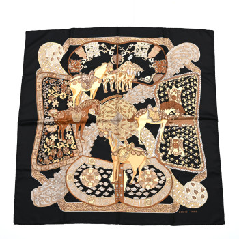 HERMES Silk Art Des Steppes Scarf 90