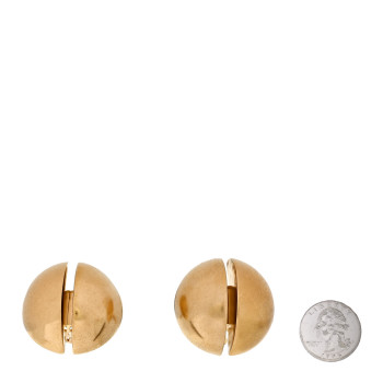 SAINT LAURENT Brass Double Half Ball Clip On Earrings Gold