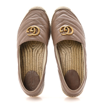 GUCCI Nappa Matelasse GG Marmont Espadrilles 39 Porcelain Rose