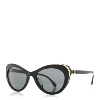 CHANEL Acetate Cat Eye CC Sunglasses 5432-A Black