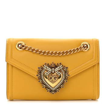 DOLCE & GABBANA Smooth Calfskin Mini Devotion Envelope Bag Yellow
