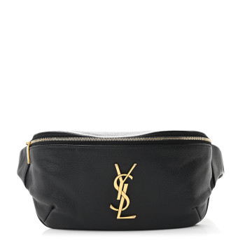 SAINT LAURENT Grain De Poudre Monogram Belt Bag Black