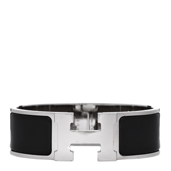 HERMES Enamel Wide Clic Clac H Bracelet GM Black