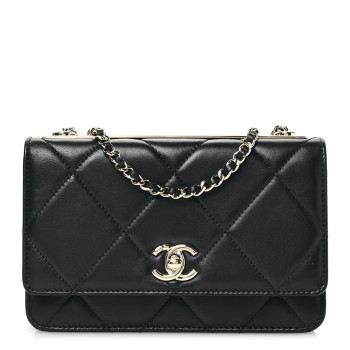 CHANEL Lambskin Quilted Trendy CC Wallet On Chain WOC Black