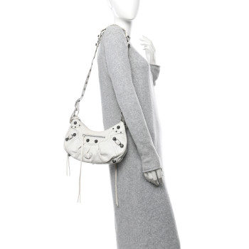 BALENCIAGA Agneau Arena Small Le Cagole Shoulder Bag Optic White