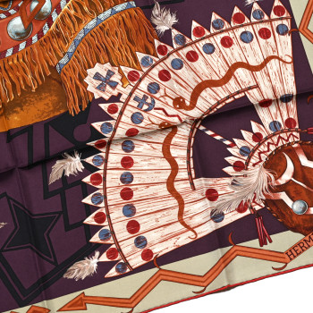 HERMES Silk Wako Ni Scarf 90