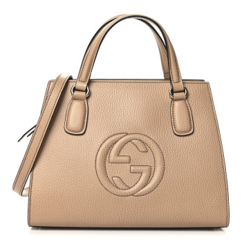 GUCCI Dollar Calfskin Medium Soho Top Handle Satchel Camelia
