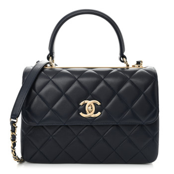 CHANEL Lambskin Quilted Small Trendy CC Flap Dual Handle Bag Navy