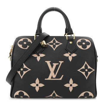 LOUIS VUITTON Empreinte Monogram Giant Speedy Bandouliere 25 Black Beige