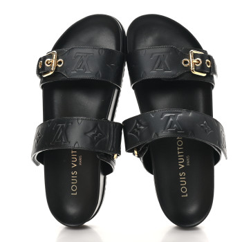 LOUIS VUITTON Empreinte Bom Dia Mule Sandals 38 Black