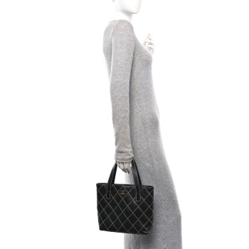 CHANEL Calfskin Wild Stitch Tote Black