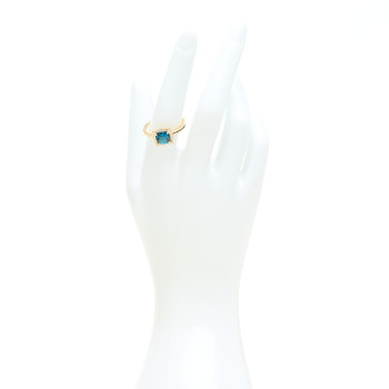 DAVID YURMAN 18K Yellow Gold Diamond Hampton Blue Topaz 7mm Chatelaine Pave Bezel Ring 56 7.5