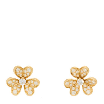 VAN CLEEF & ARPELS 18K Yellow Gold Diamond Mini Frivole Pave Earrings