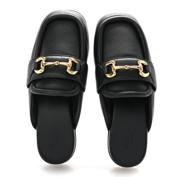 GUCCI Goatskin Auroville Horsebit Mules 38 Black