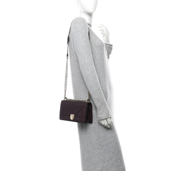 CHRISTIAN DIOR Grained Calfskin Small Diorama Flap Bag Burgundy