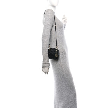 CHRISTIAN DIOR Lambskin Cannage Micro Lady Dior Black
